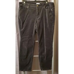 J.JILL Velour Velvet‎ Stretch  Slim Leg Pants Gray Size 12 Petite